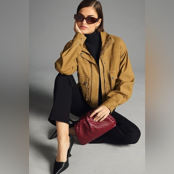 Pilcro X Anthropologie Utility Bomber Jacket Camel Tan Size Large capsule - Picture 1 of 15